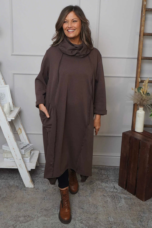 Maris Snood Cotton Dress Cocoa - Image 1