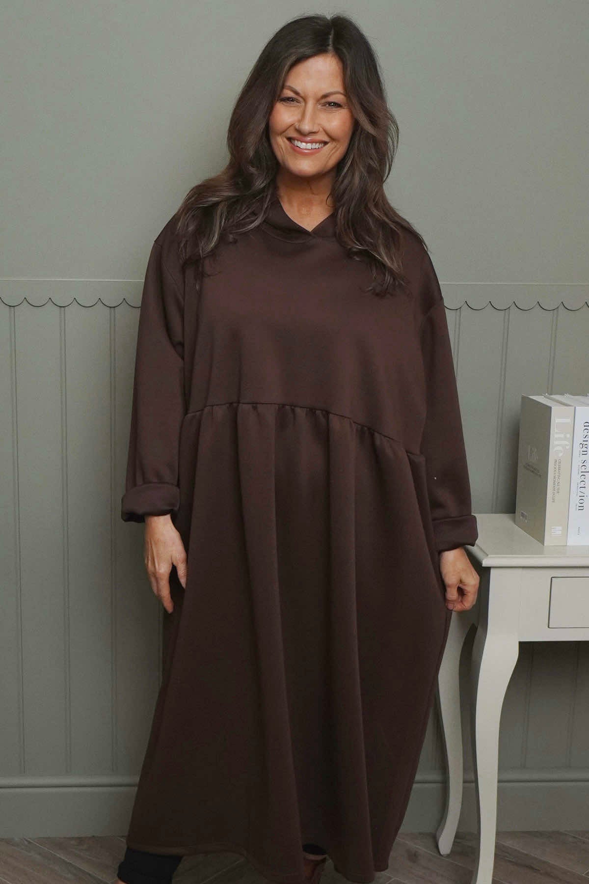 Saskia Hooded Dress Cocoa