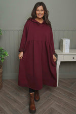 Saskia Hooded Dress Wine Wine - Saskia Hooded Dress Wine