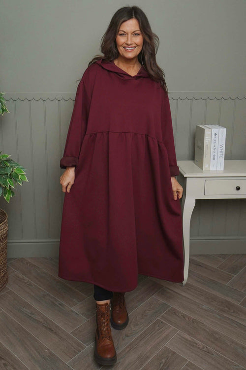 Saskia Hooded Dress Wine - Image 1
