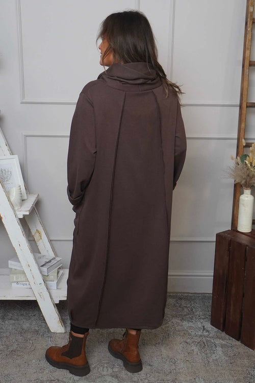 Maris Snood Cotton Dress Cocoa - Image 4