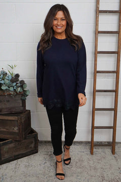 Chantelle Lace Detail Top Navy