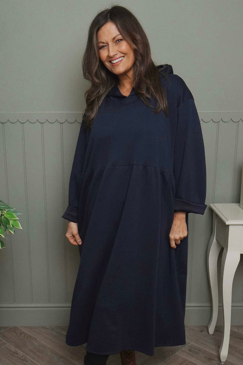 Saskia Hooded Dress Navy - Image 2