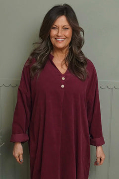 Terrie Needlecord Dress Wine