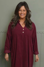 Terrie Needlecord Dress Wine Wine - Terrie Needlecord Dress Wine