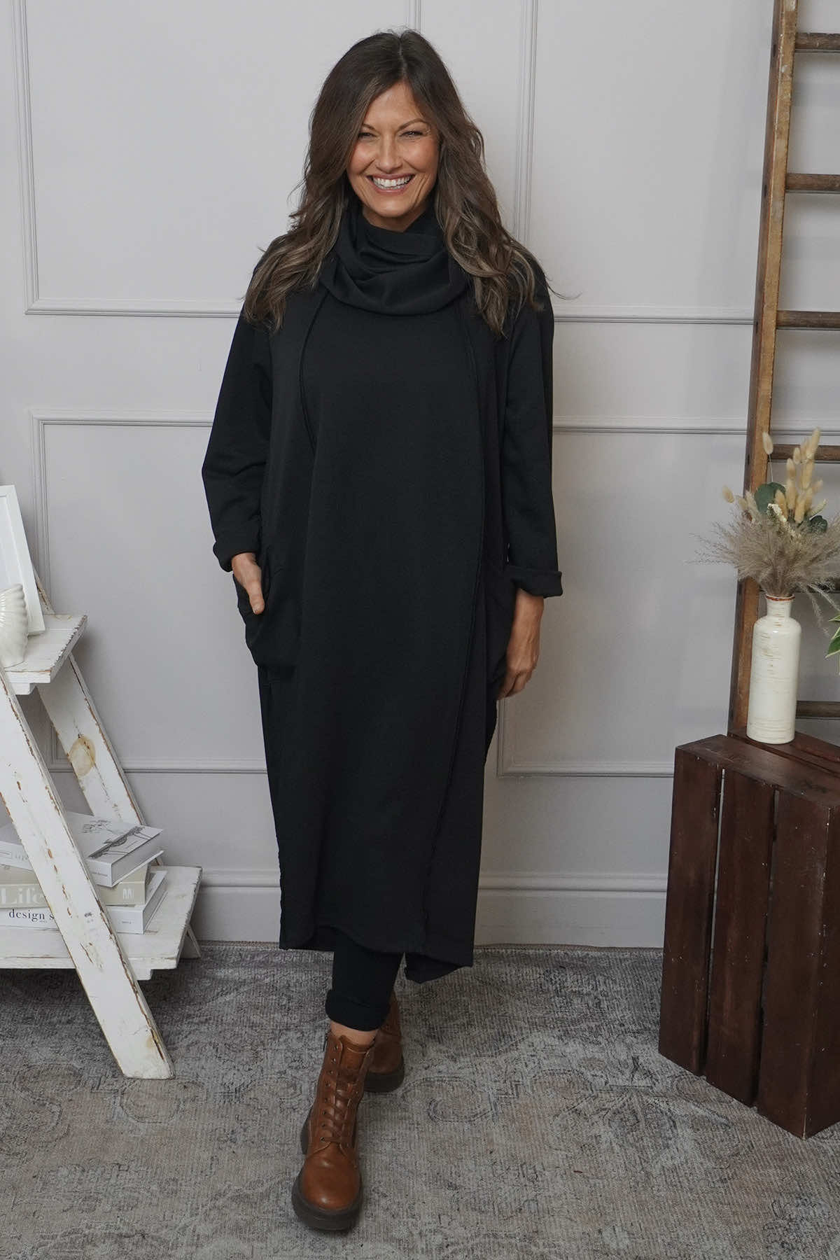 Maris Snood Cotton Dress Black