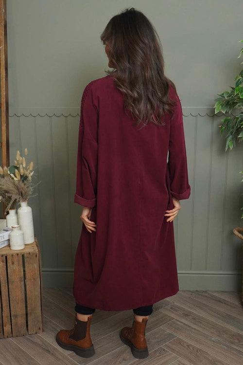 Terrie Needlecord Dress Wine - Image 4