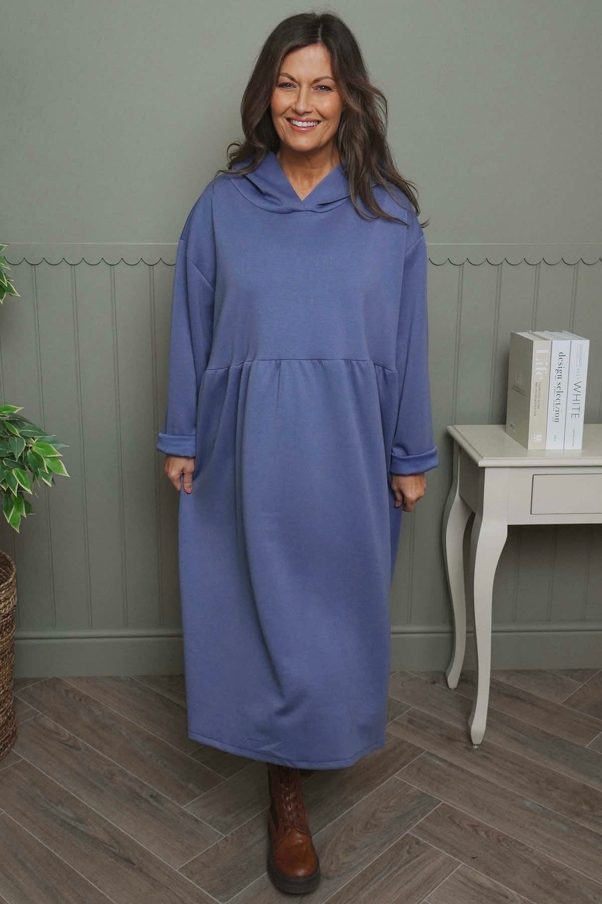 Saskia Hooded Dress Blue
