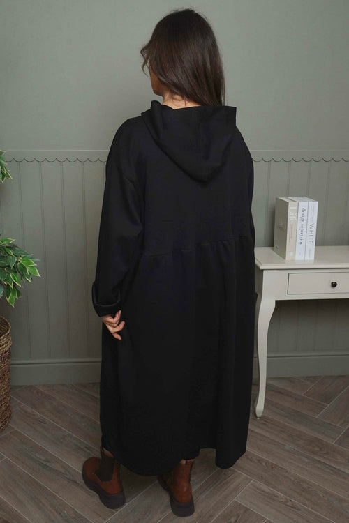 Saskia Hooded Dress Black - Image 4