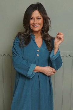 Terrie Needlecord Dress Teal