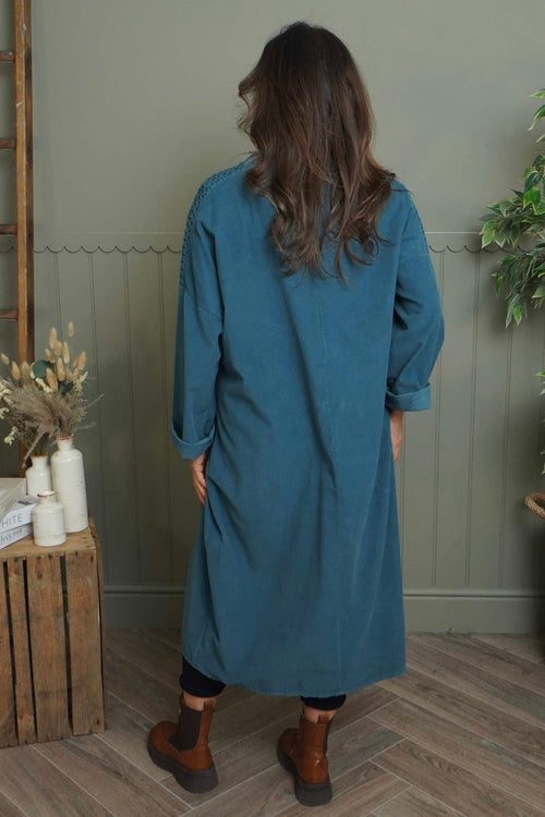 Terrie Needlecord Dress Teal - Image 4