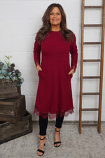 Merinda Lace Detail Dress Wine Wine - Merinda Lace Detail Dress Wine