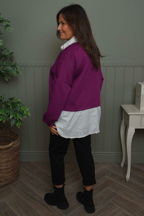 Leilani Collared Top Berry - Image 4