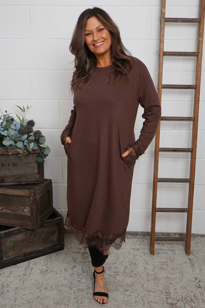 Cocoa Merinda Lace Detail Dress | Made In Italy | Kit and Kaboodal