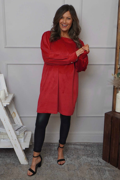 Zannah Button Back Tunic Red - Image 2