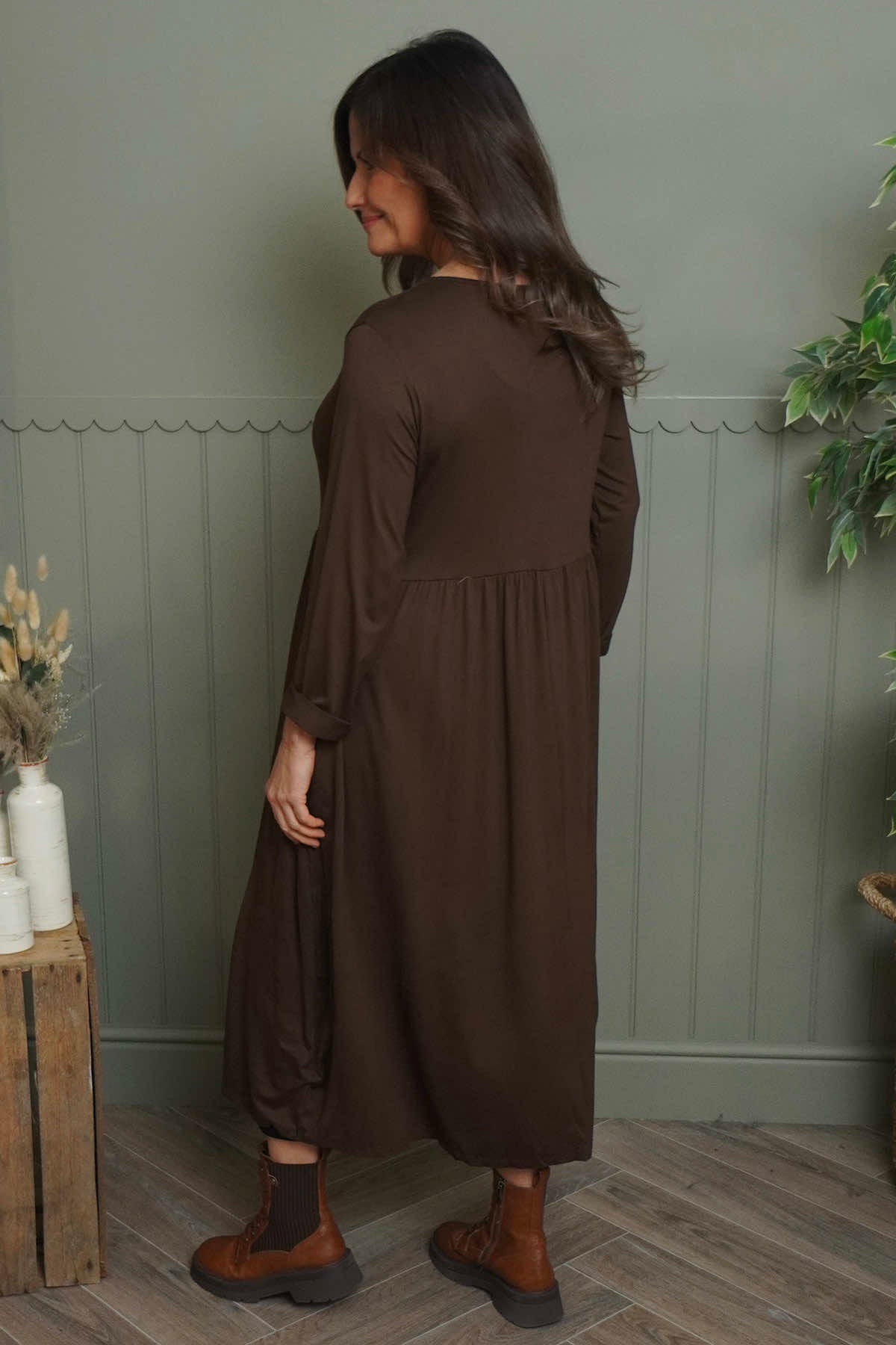 Kylie Long Sleeve Dress Cocoa