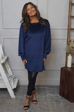 Zannah Button Back Tunic Navy Navy - Zannah Button Back Tunic Navy