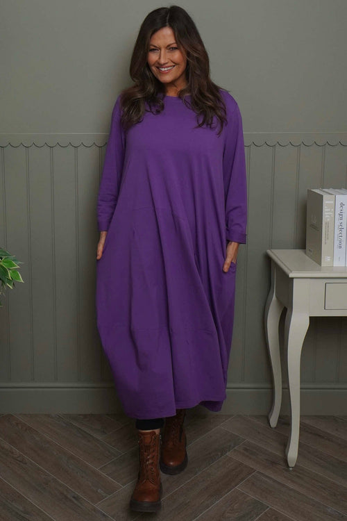 Edie Cotton Dress Purple - Image 2