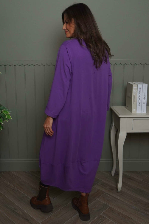 Edie Cotton Dress Purple - Image 4