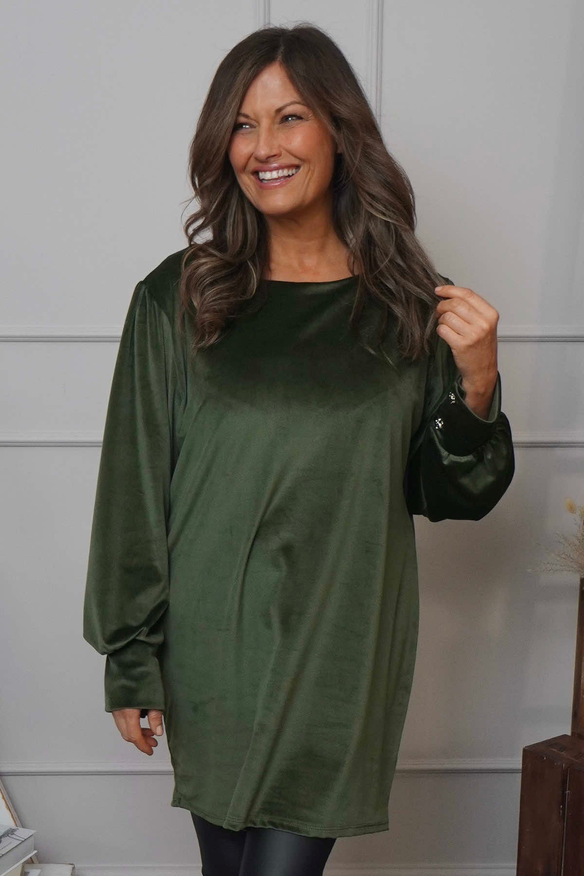 Zannah Button Back Tunic Khaki