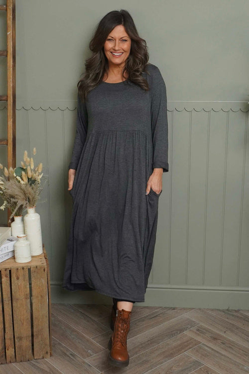 Kylie Long Sleeve Dress Marl Charcoal - Image 1