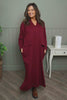 Clarissa V-Neck Cotton Dress Wine