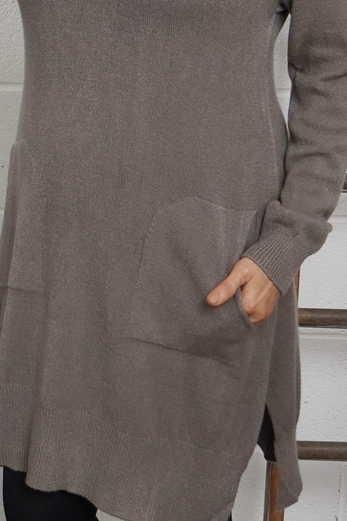 Elisa Pocket Knitted Tunic Mocha