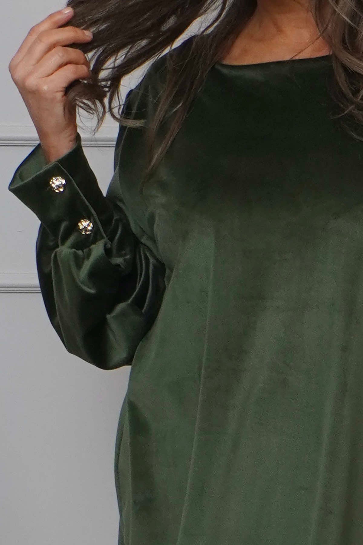 Zannah Button Back Tunic Khaki