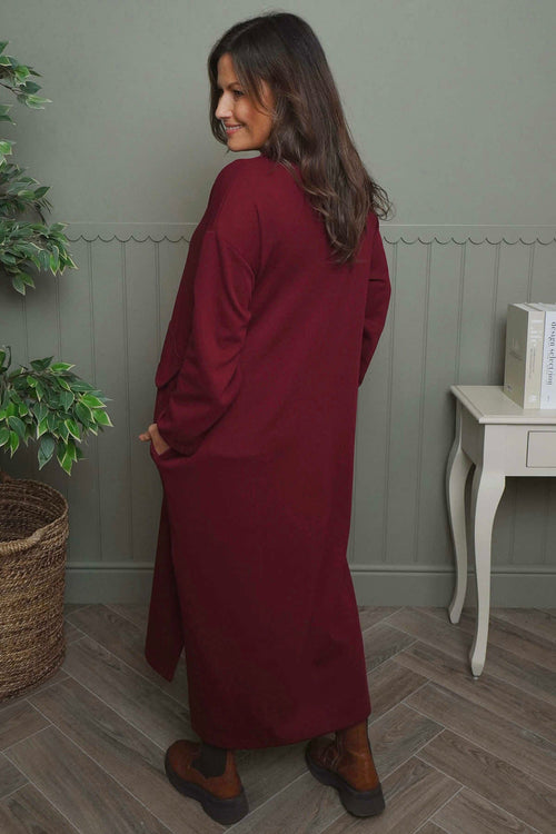 Clarissa V-Neck Cotton Dress Wine - Image 4