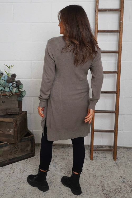 Elisa Pocket Knitted Tunic Mocha - Image 4