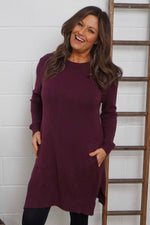 Elisa Pocket Knitted Tunic Burgundy Burgundy - Elisa Pocket Knitted Tunic Burgundy