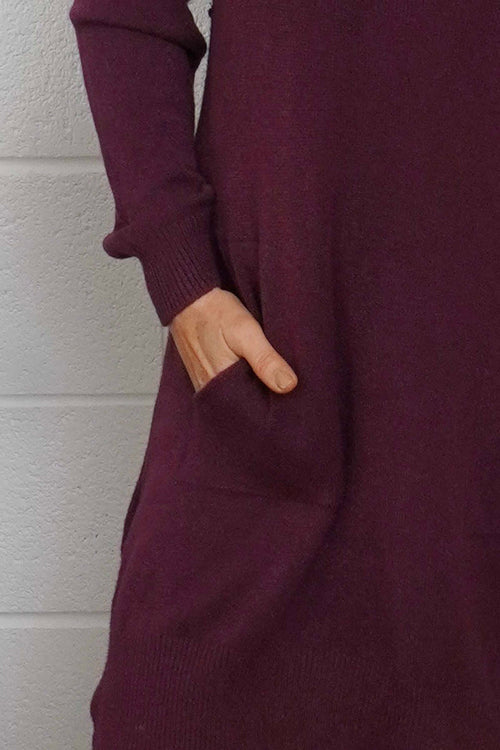 Elisa Pocket Knitted Tunic Burgundy - Image 3
