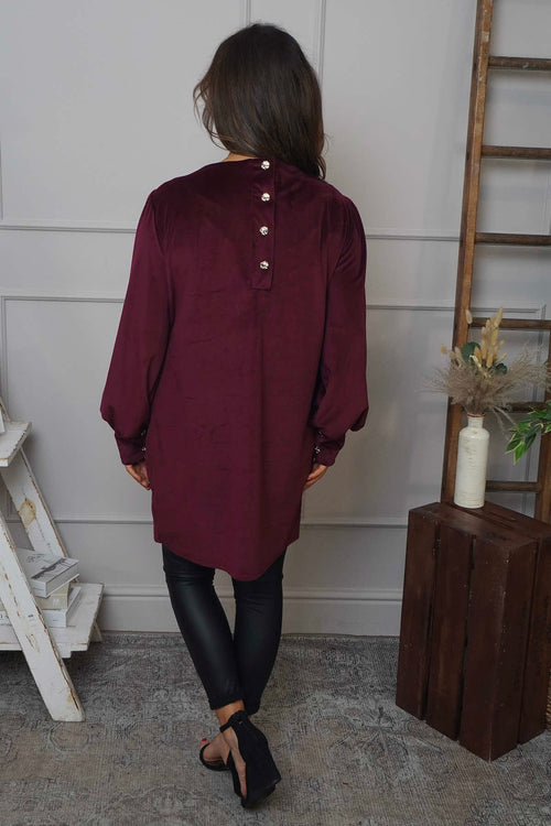 Zannah Button Back Tunic Wine - Image 4