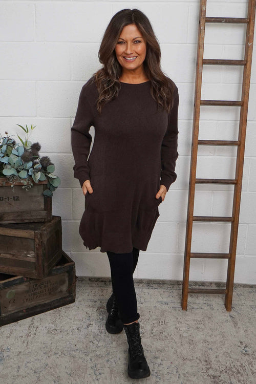 Elisa Pocket Knitted Tunic Cocoa - Image 2