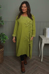 Florina Flower Patch Needlecord Dress Green