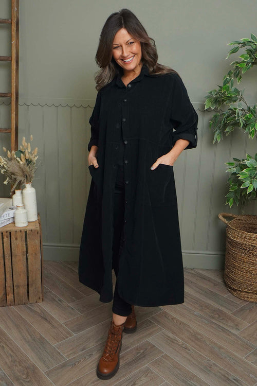 Lecia Needlecord Shirt Dress Black - Image 1