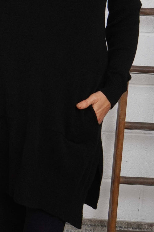 Elisa Pocket Knitted Tunic Black - Image 3