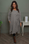 Florina Flower Patch Needlecord Dress Mocha