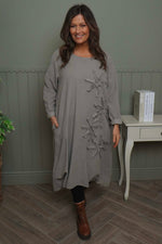 Florina Flower Patch Needlecord Dress Mocha Mocha - Florina Flower Patch Needlecord Dress Mocha
