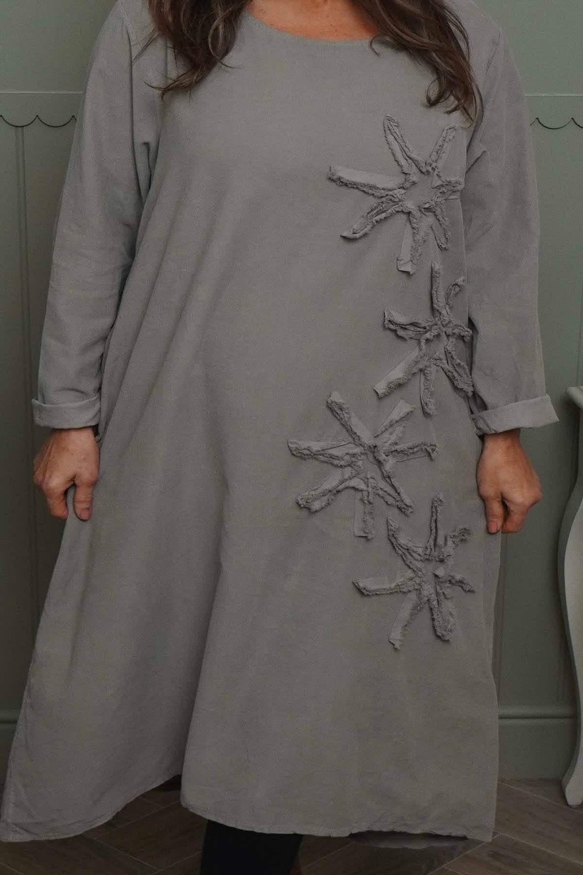 Florina Flower Patch Needlecord Dress Mocha