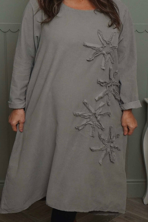 Florina Flower Patch Needlecord Dress Mocha - Image 3