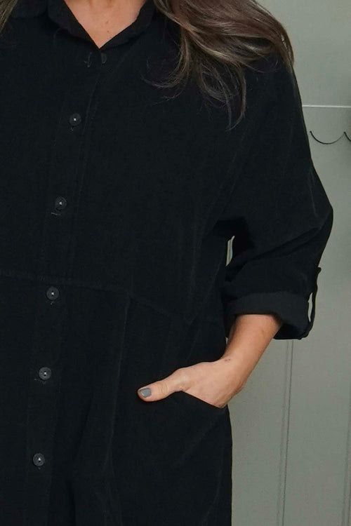 Lecia Needlecord Shirt Dress Black - Image 3