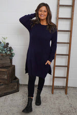 Elisa Pocket Knitted Tunic Navy Navy - Elisa Pocket Knitted Tunic Navy