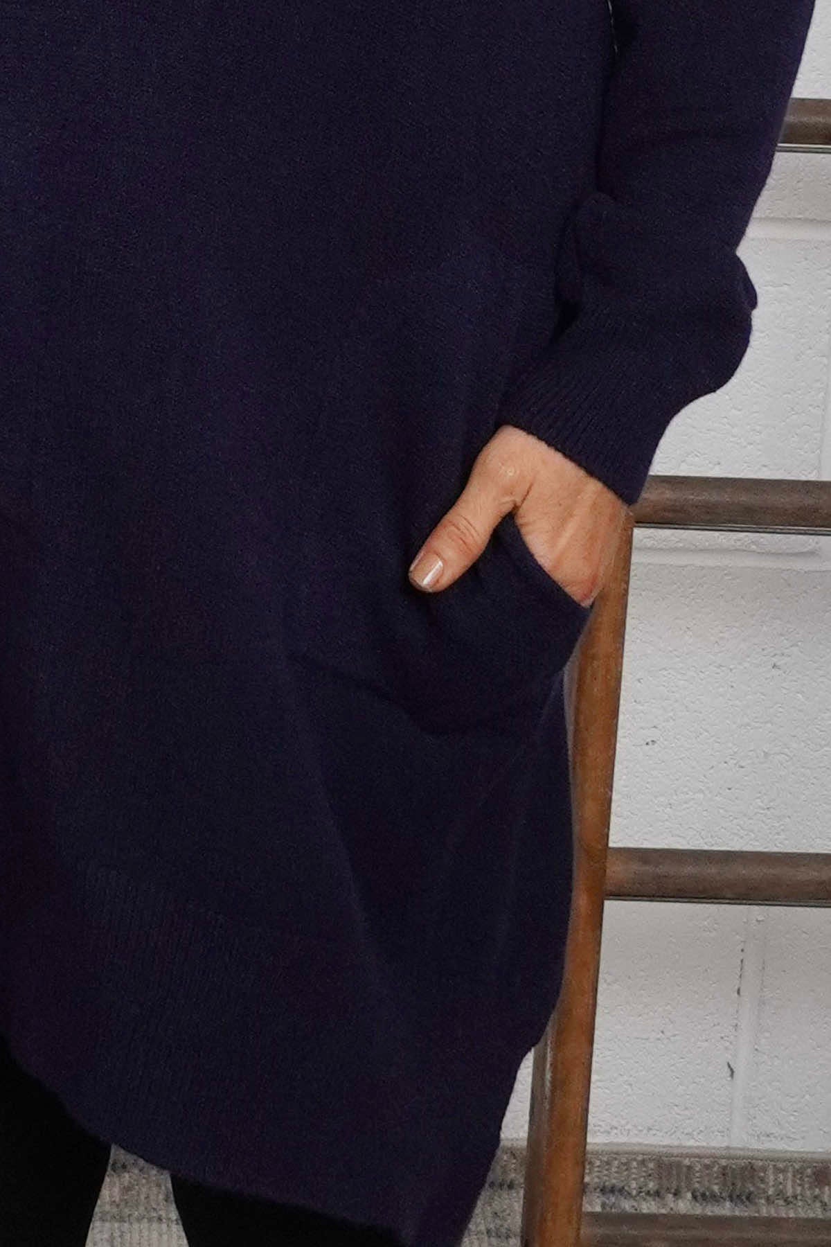 Elisa Pocket Knitted Tunic Navy