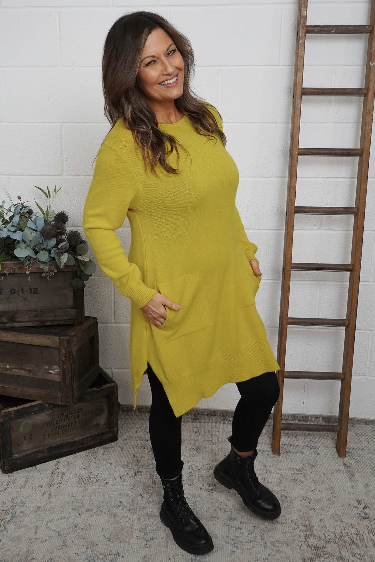 Elisa Pocket Knitted Tunic Yellow