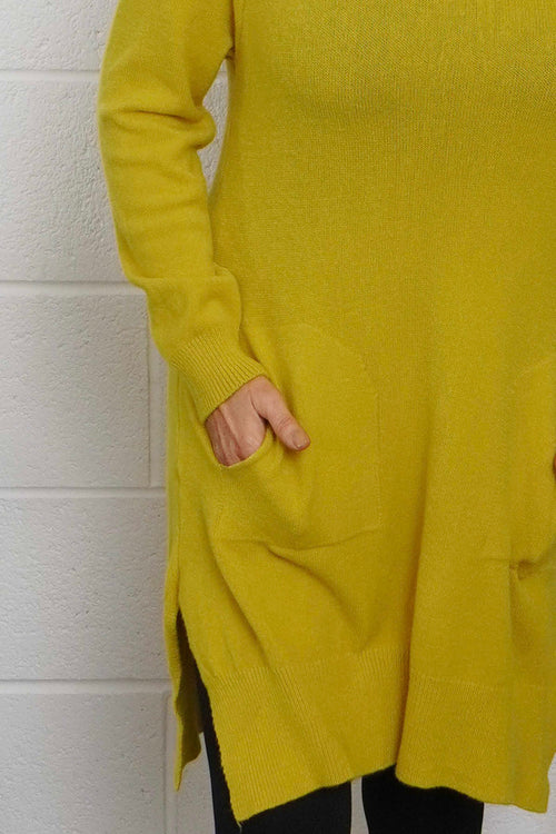 Elisa Pocket Knitted Tunic Yellow - Image 3