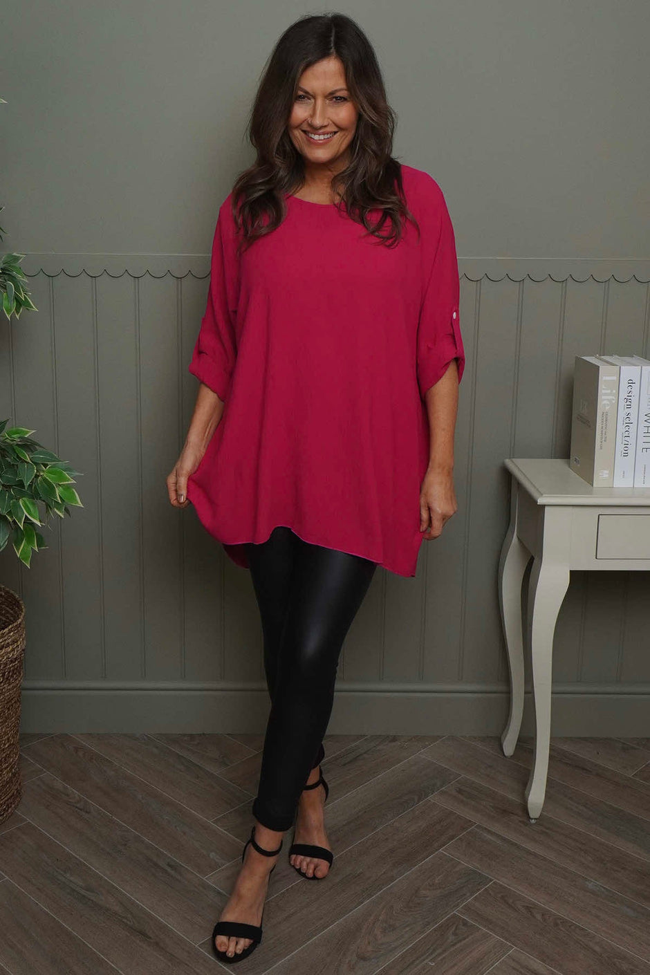 Mairi Pleat Back Top Hot Pink