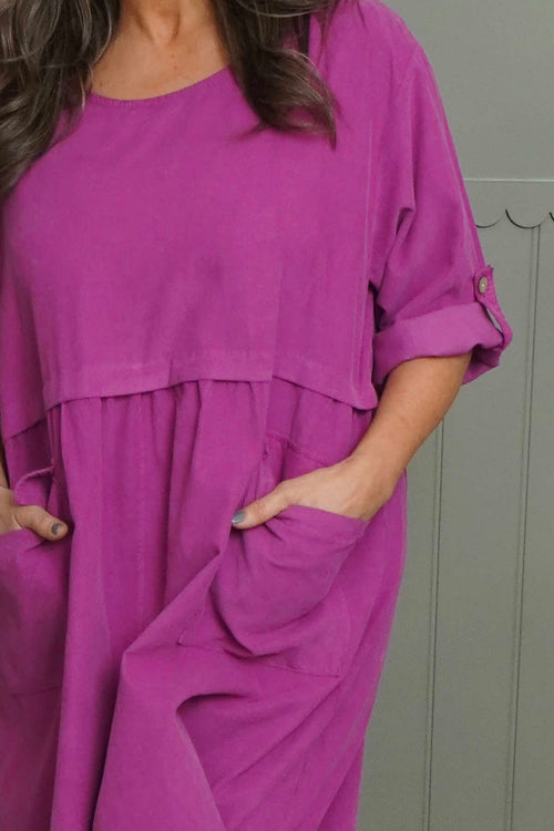 Etta Needlecord Dress Berry - Image 3