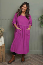 Etta Needlecord Dress Berry Berry - Etta Needlecord Dress Berry