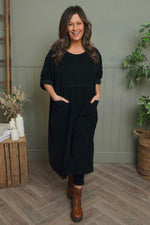 Etta Needlecord Dress Black Black - Etta Needlecord Dress Black